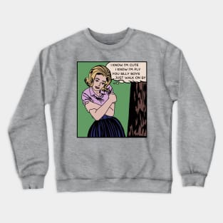 Comic Woman Knows She's Cute Crewneck Sweatshirt